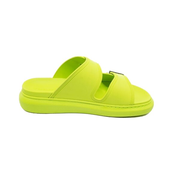 Alexander McQueen Hybrid Mens Slides Neon Green Rubber Double Buckle Size 11 main image 11